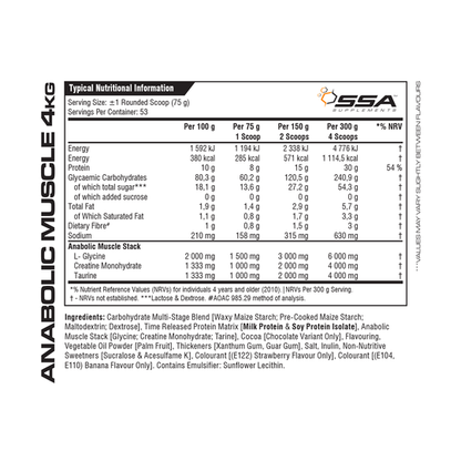 SSA Supplements Anabolic Muscle 4kg Bag