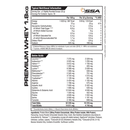 SSA Supplements Premium Whey - 1,8kg Bag