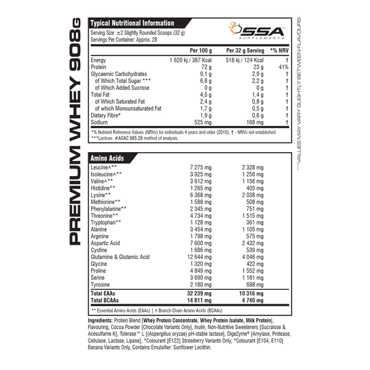SSA Supplements Premium Whey - 908g